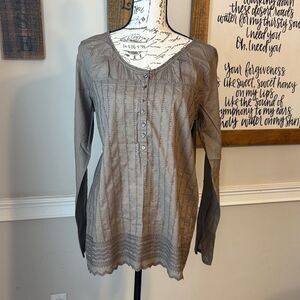 Eddie Bauer Taupe Button-Down Blouse
